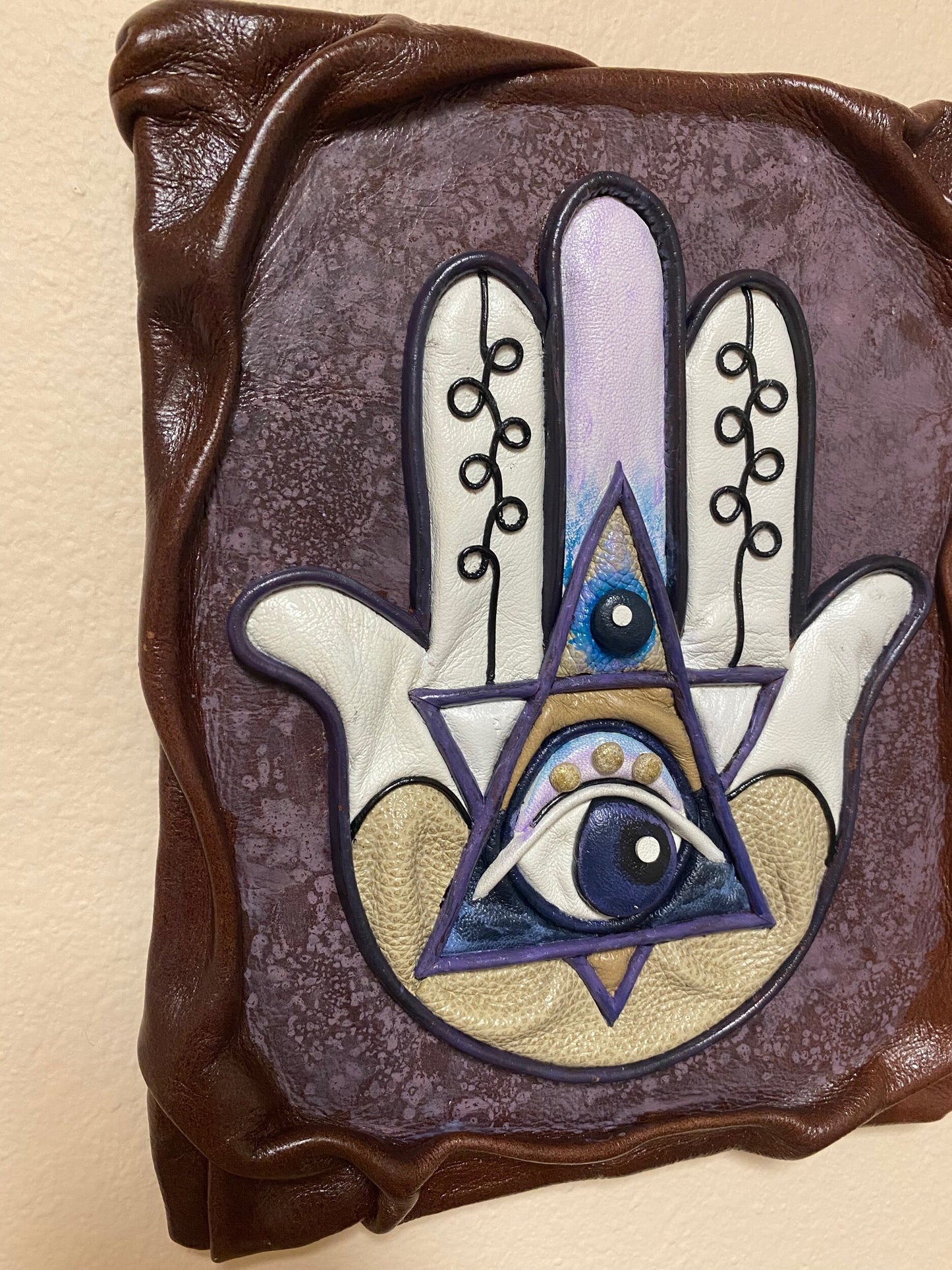 “Hamsa” Genuine Leather 3D Art