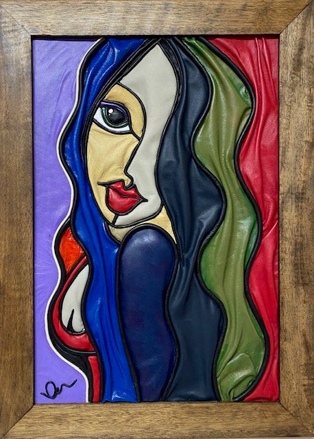 “Lady in Love” Genuine Leather 3D Art