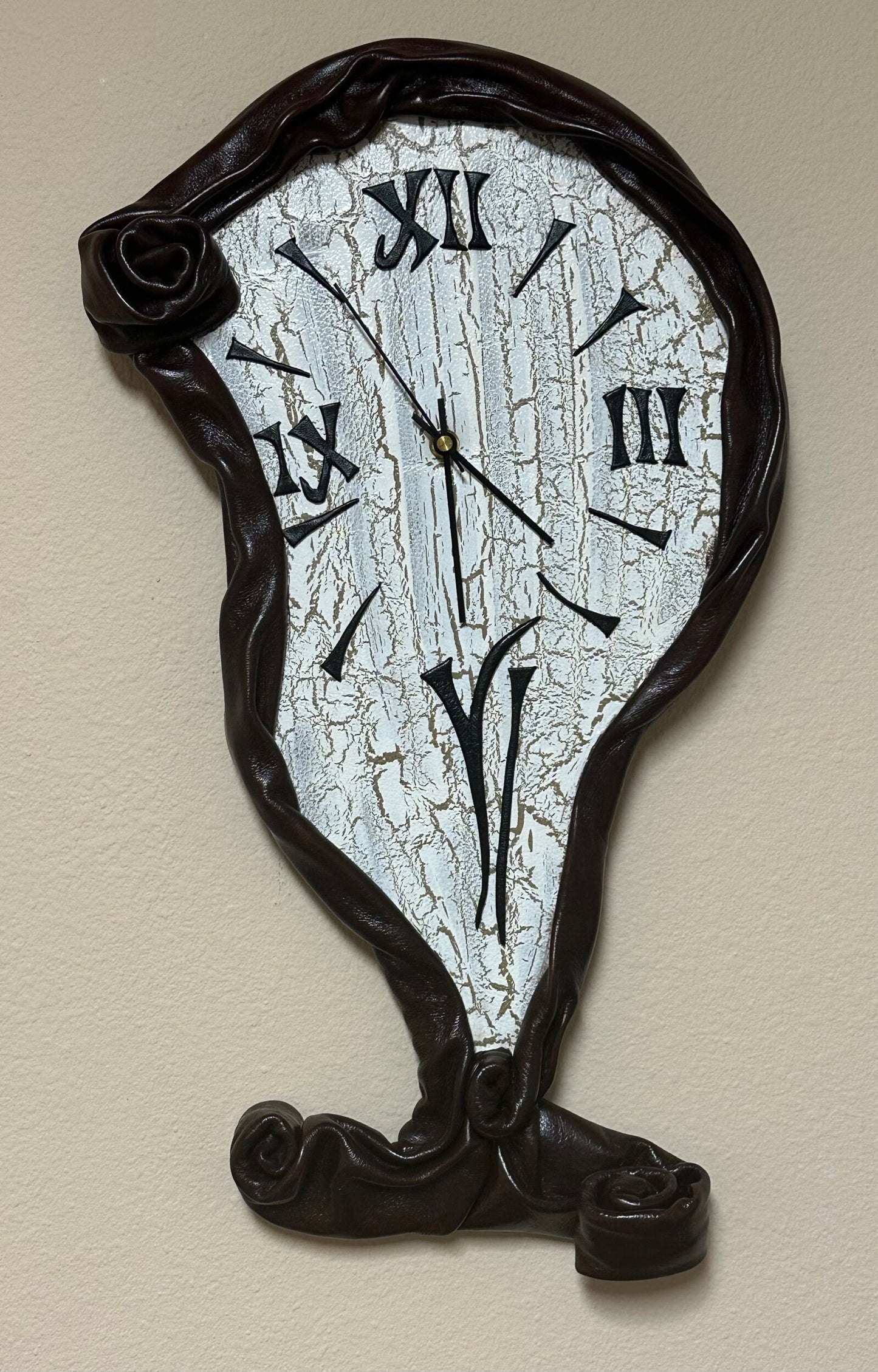 “Melting Clock” Genuine Leather 3D Art