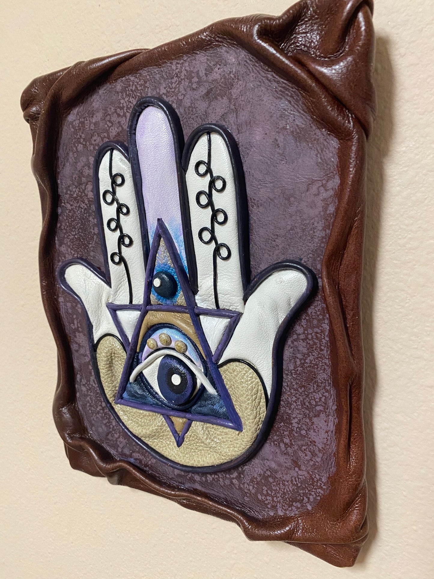 “Hamsa” Genuine Leather 3D Art