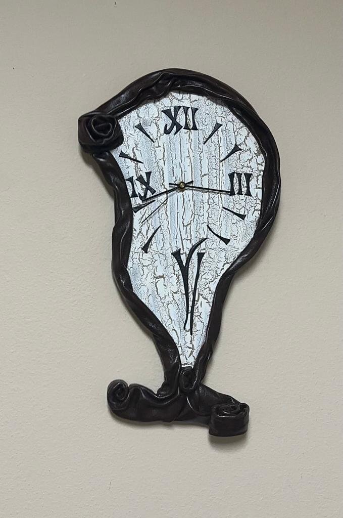 “Melting Clock” Genuine Leather 3D Art