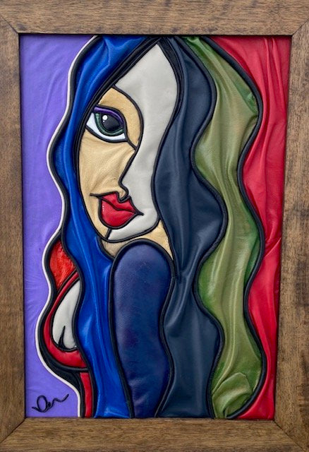 “Lady in Love” Genuine Leather 3D Art