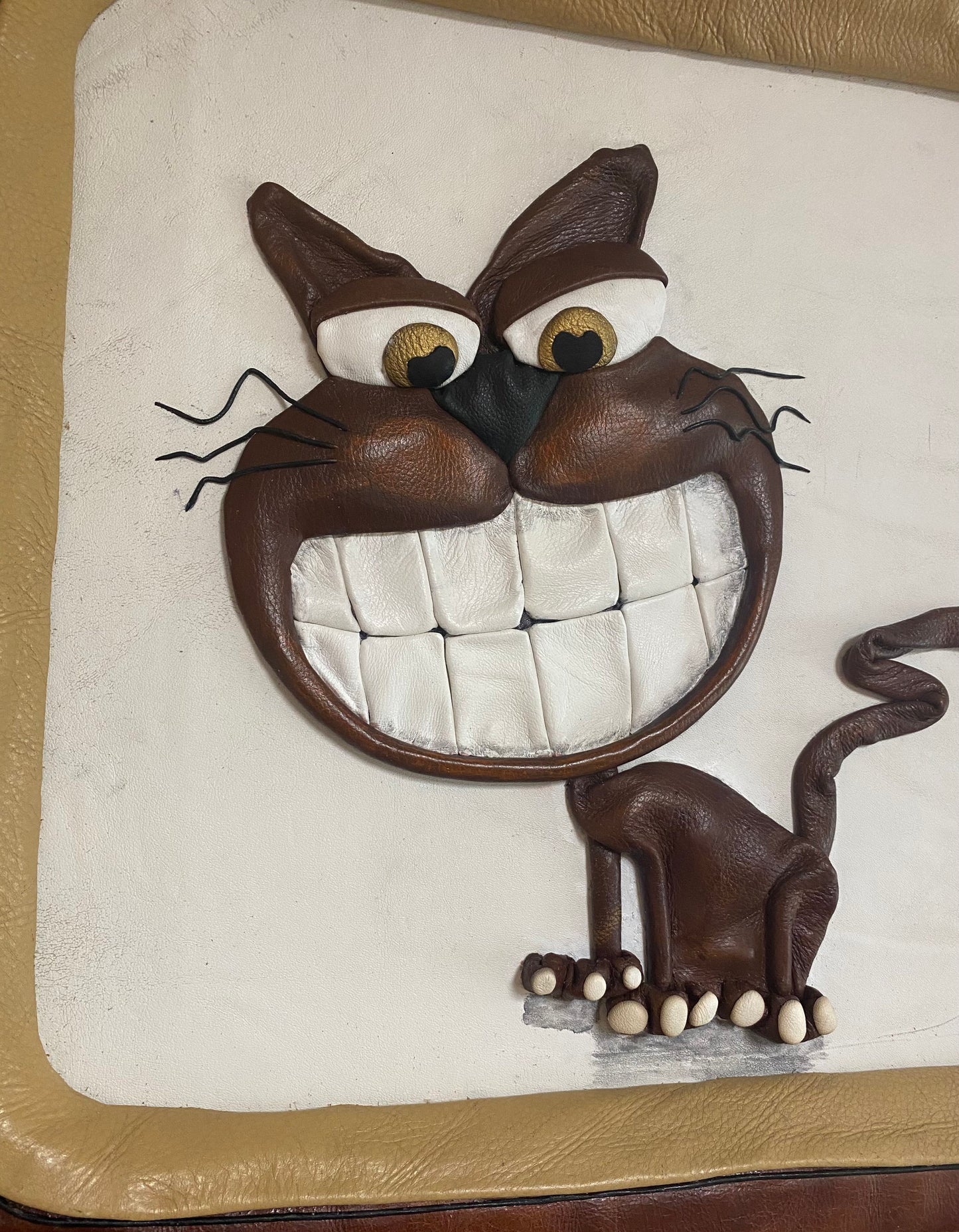 “Cats News” Genuine Leather 3D Art