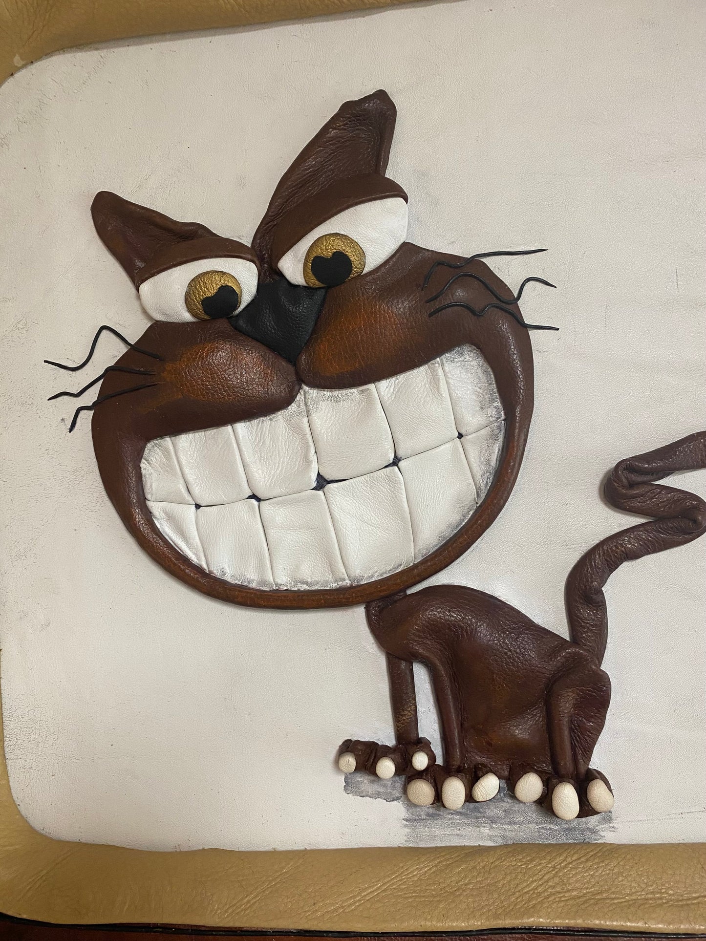 “Cats News” Genuine Leather 3D Art