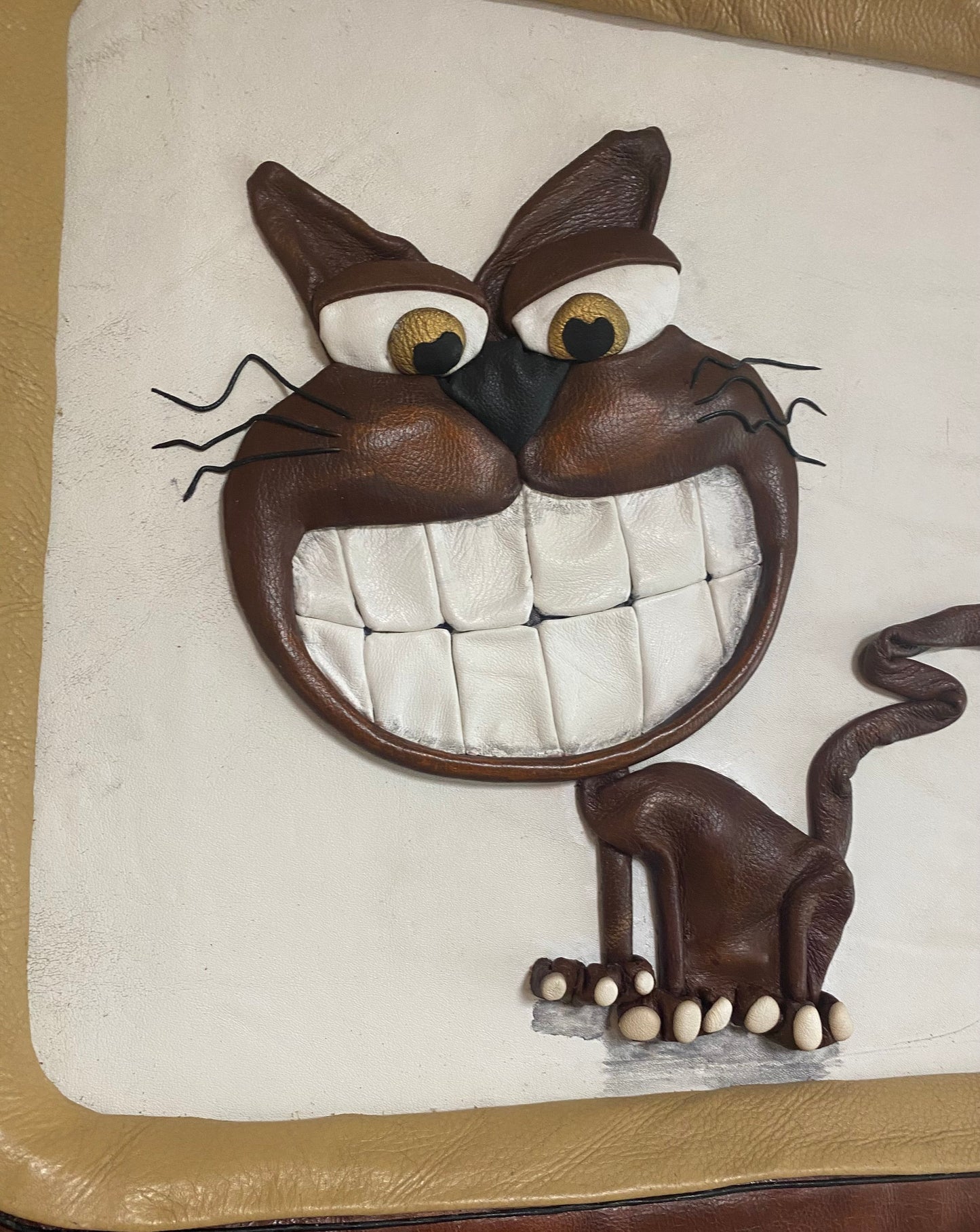“Cats News” Genuine Leather 3D Art