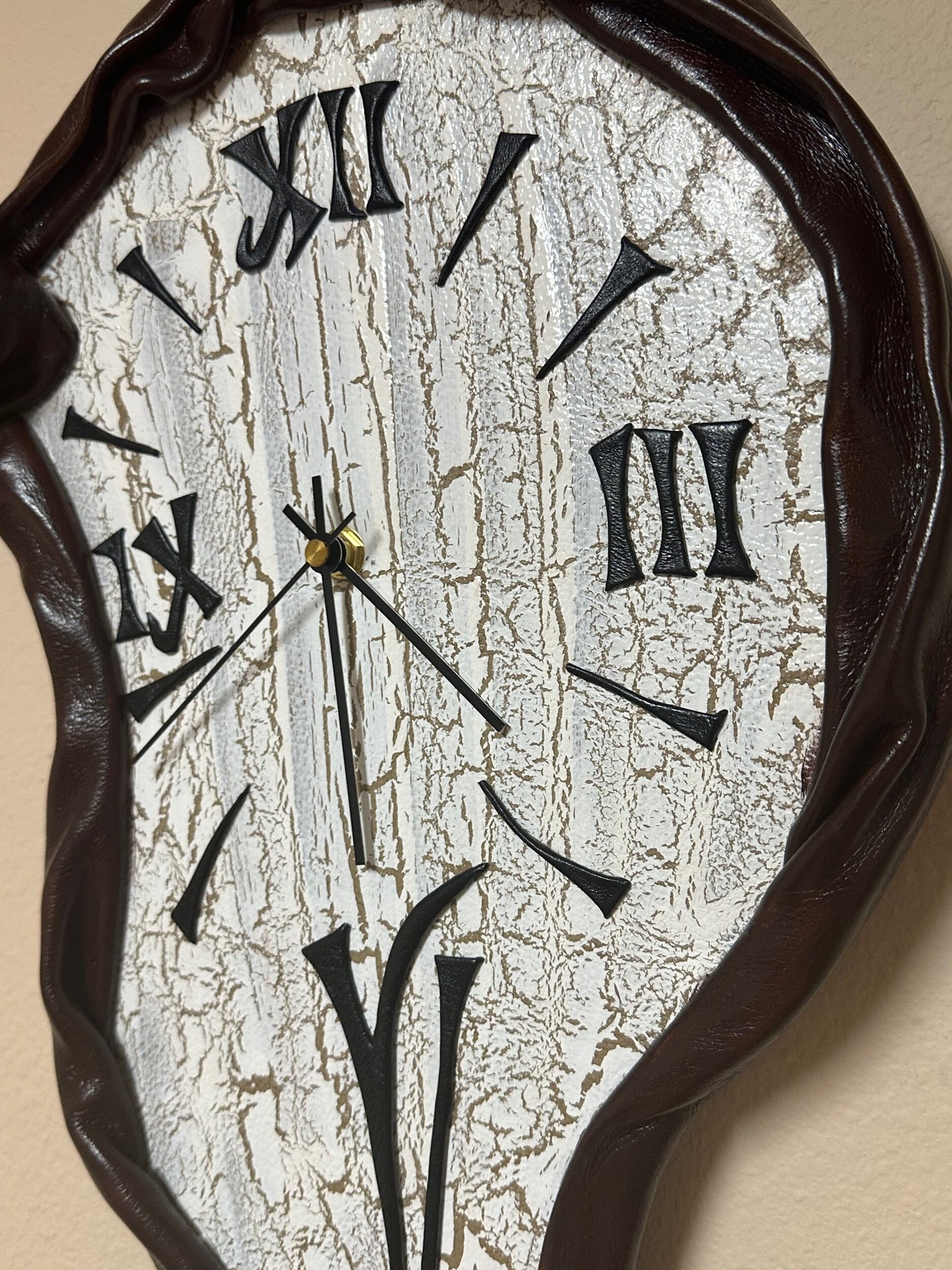“Melting Clock” Genuine Leather 3D Art