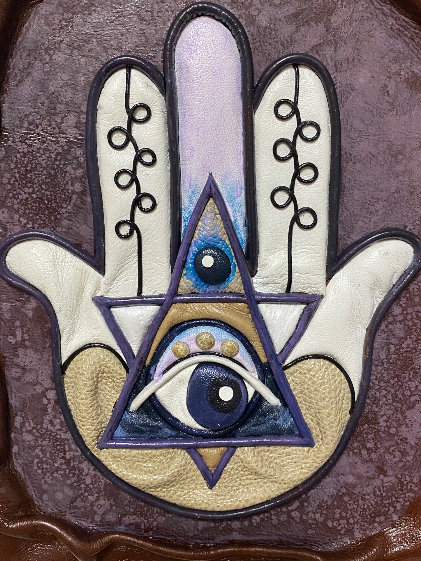 “Hamsa” Genuine Leather 3D Art