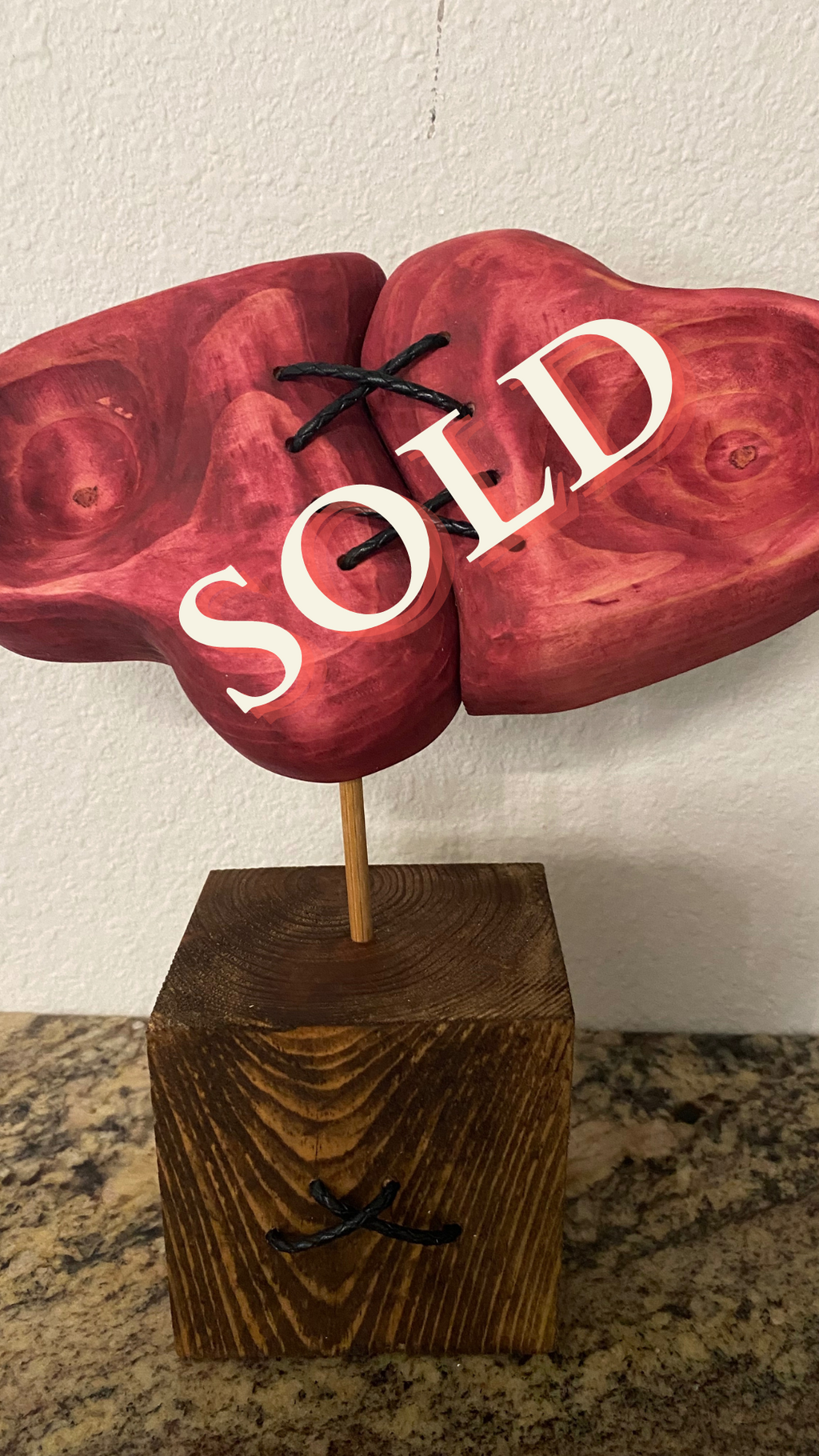 “Two Hearts” Wood sculpture