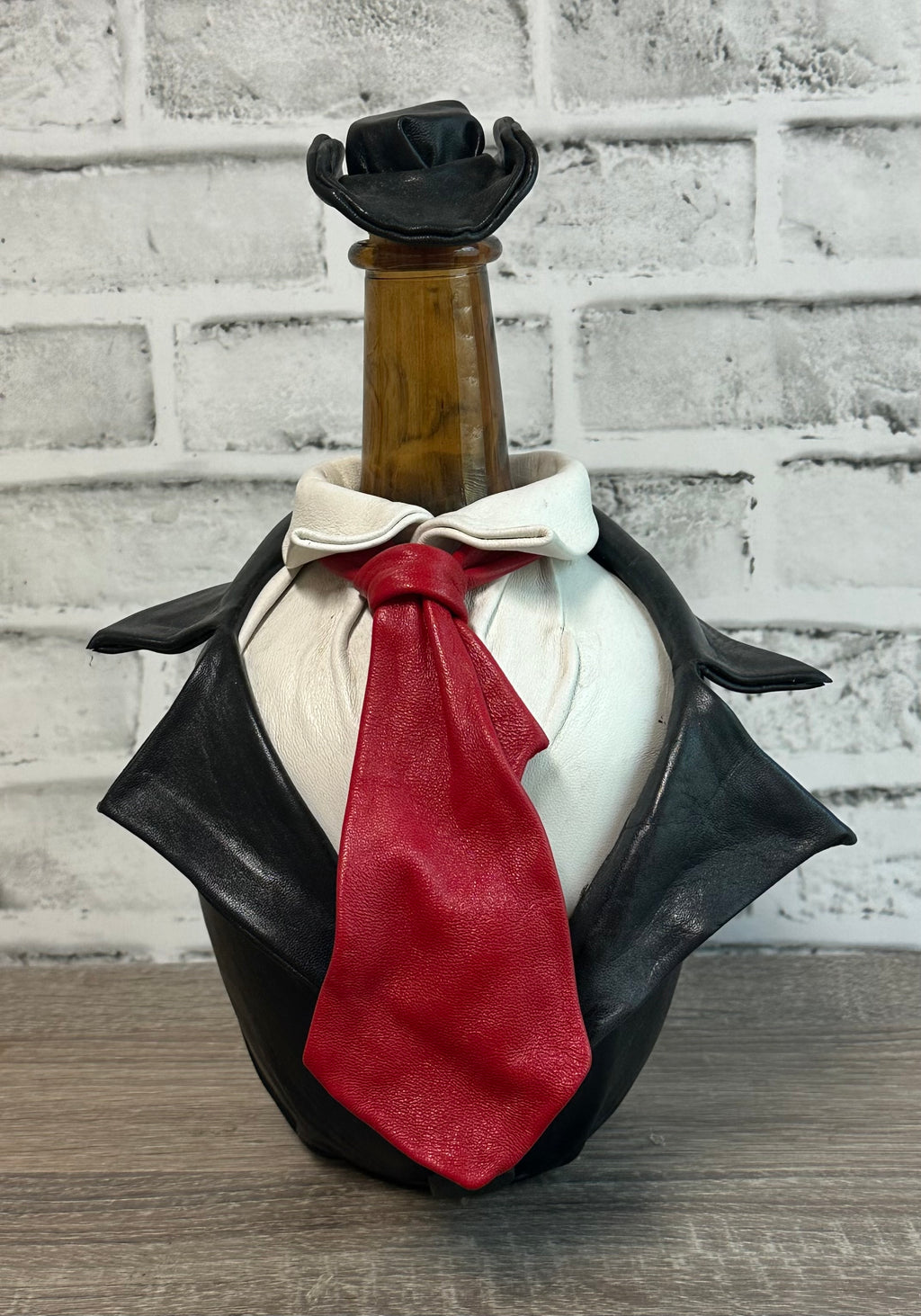 “Red Tye” Genuine Leather Glass Carafe