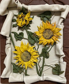 “Sunflowers in Bloom” Genuine Leather 3D Art