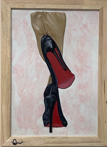 “Red Soles” Genuine Leather 3D Art