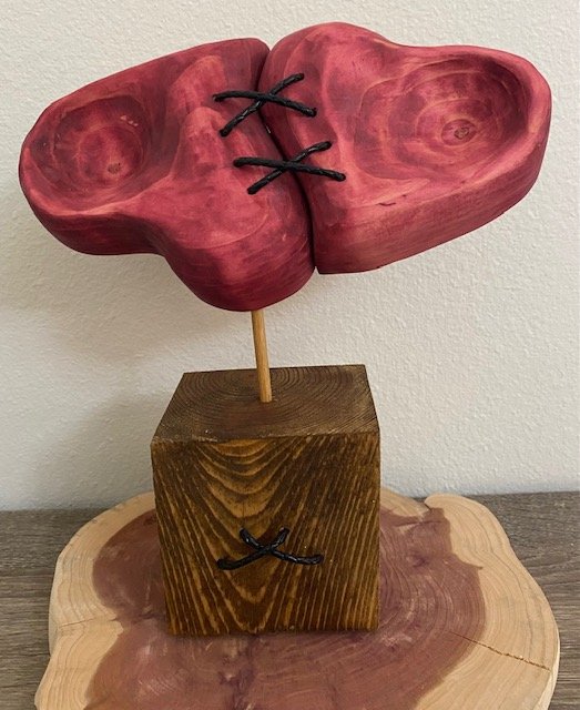 “Two Hearts” Wood sculpture