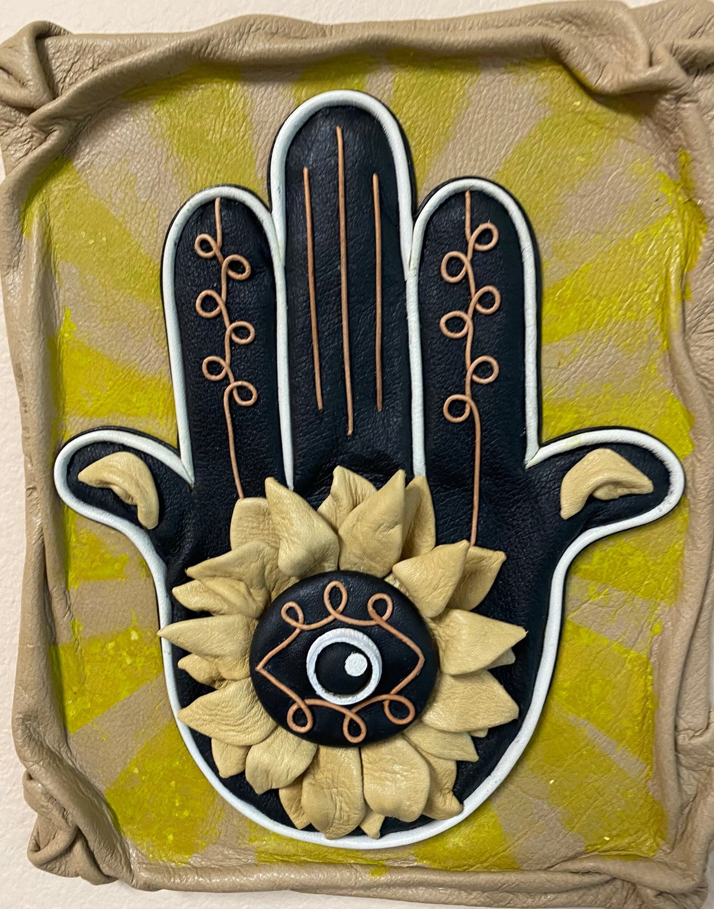 “Hamsa” Genuine Leather 3D Art