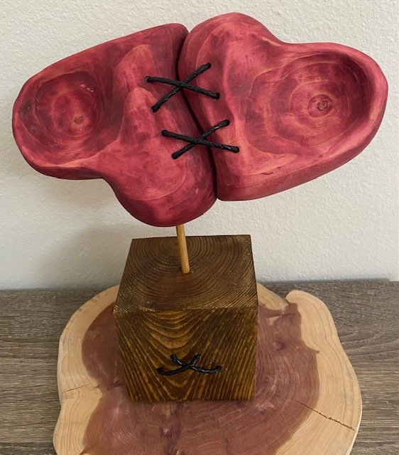 “Two Hearts” Wood sculpture