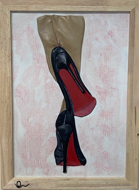 “Red Soles” Genuine Leather 3D Art