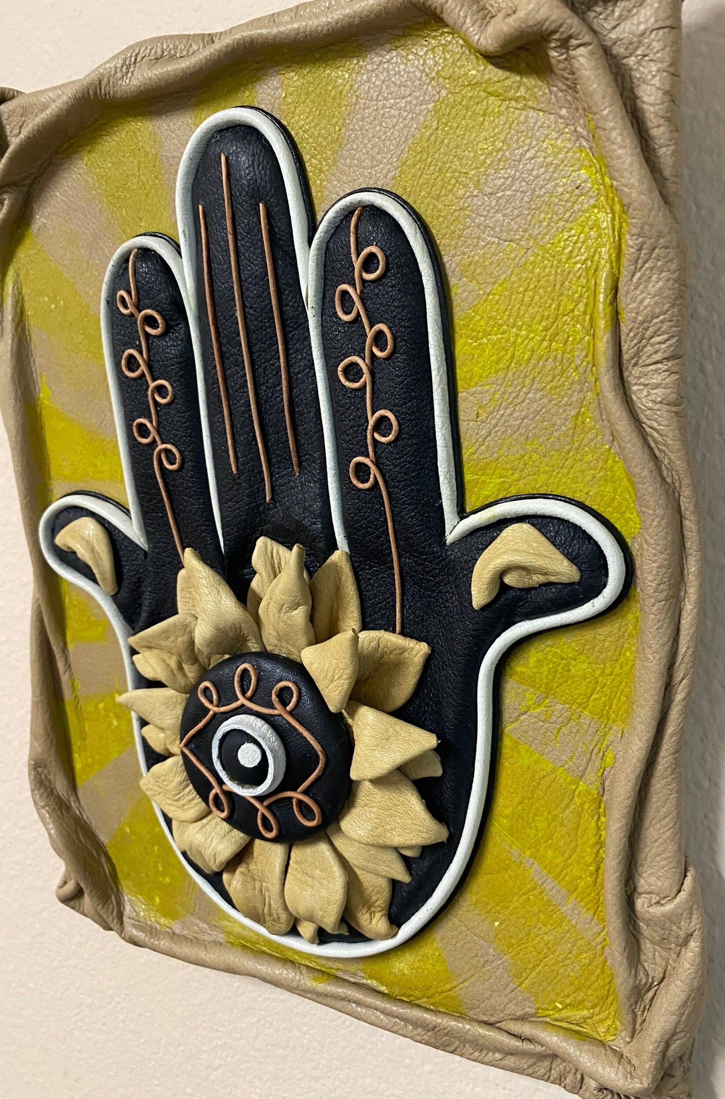 “Hamsa” Genuine Leather 3D Art