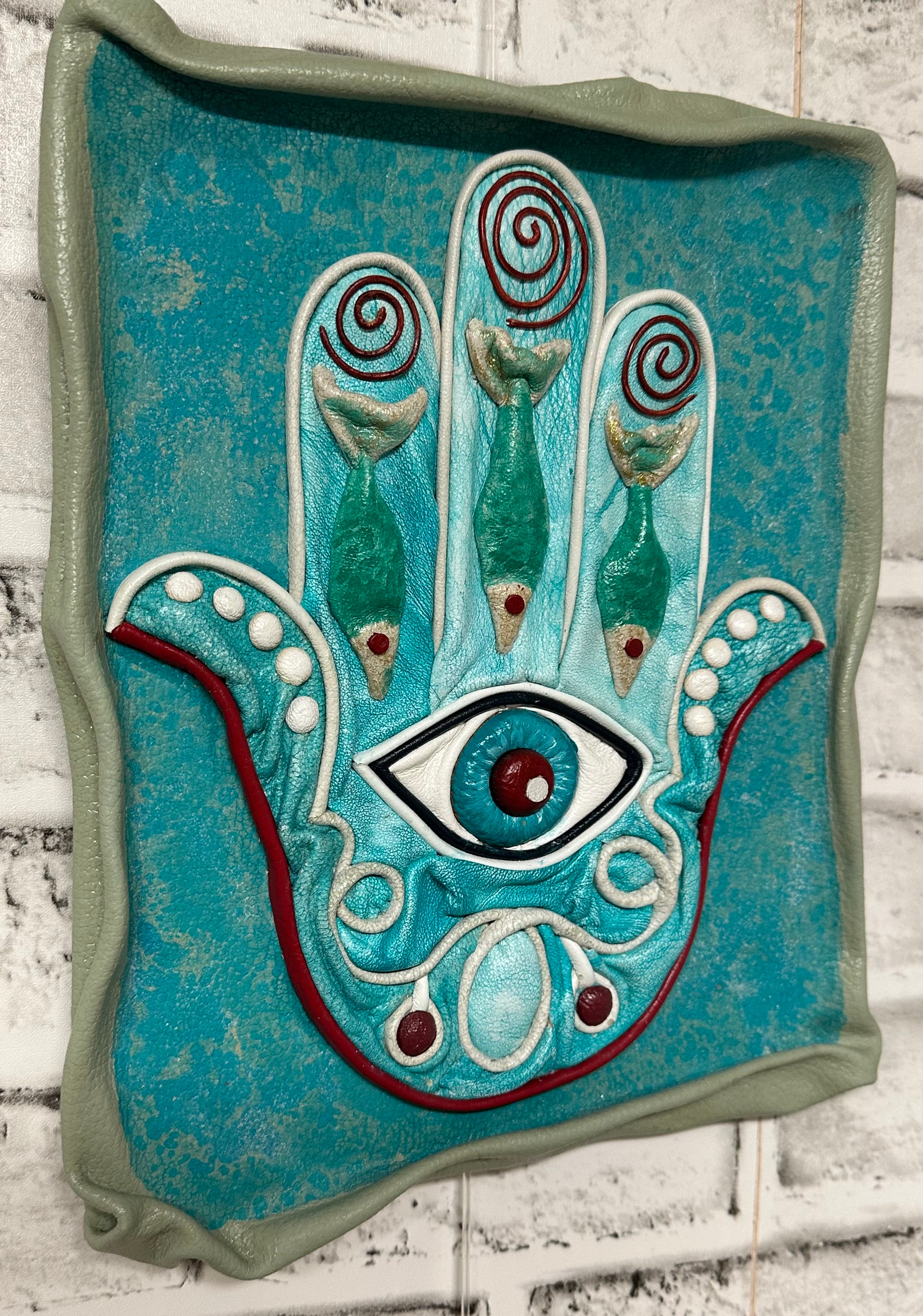 “Hamsa” Genuine Leather 3D Art