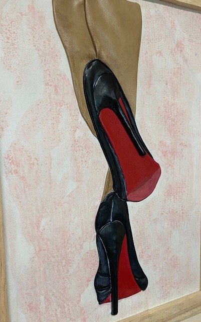 “Red Soles” Genuine Leather 3D Art