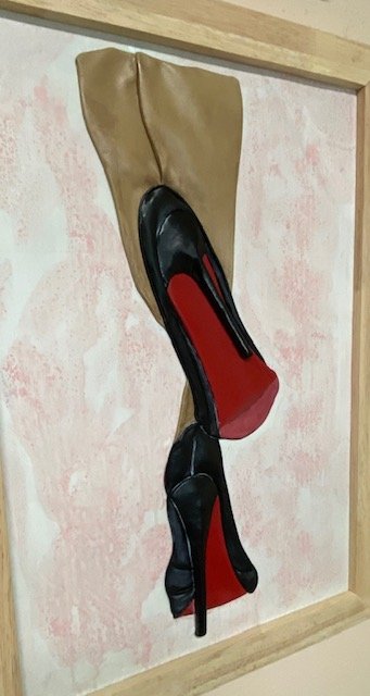 “Red Soles” Genuine Leather 3D Art