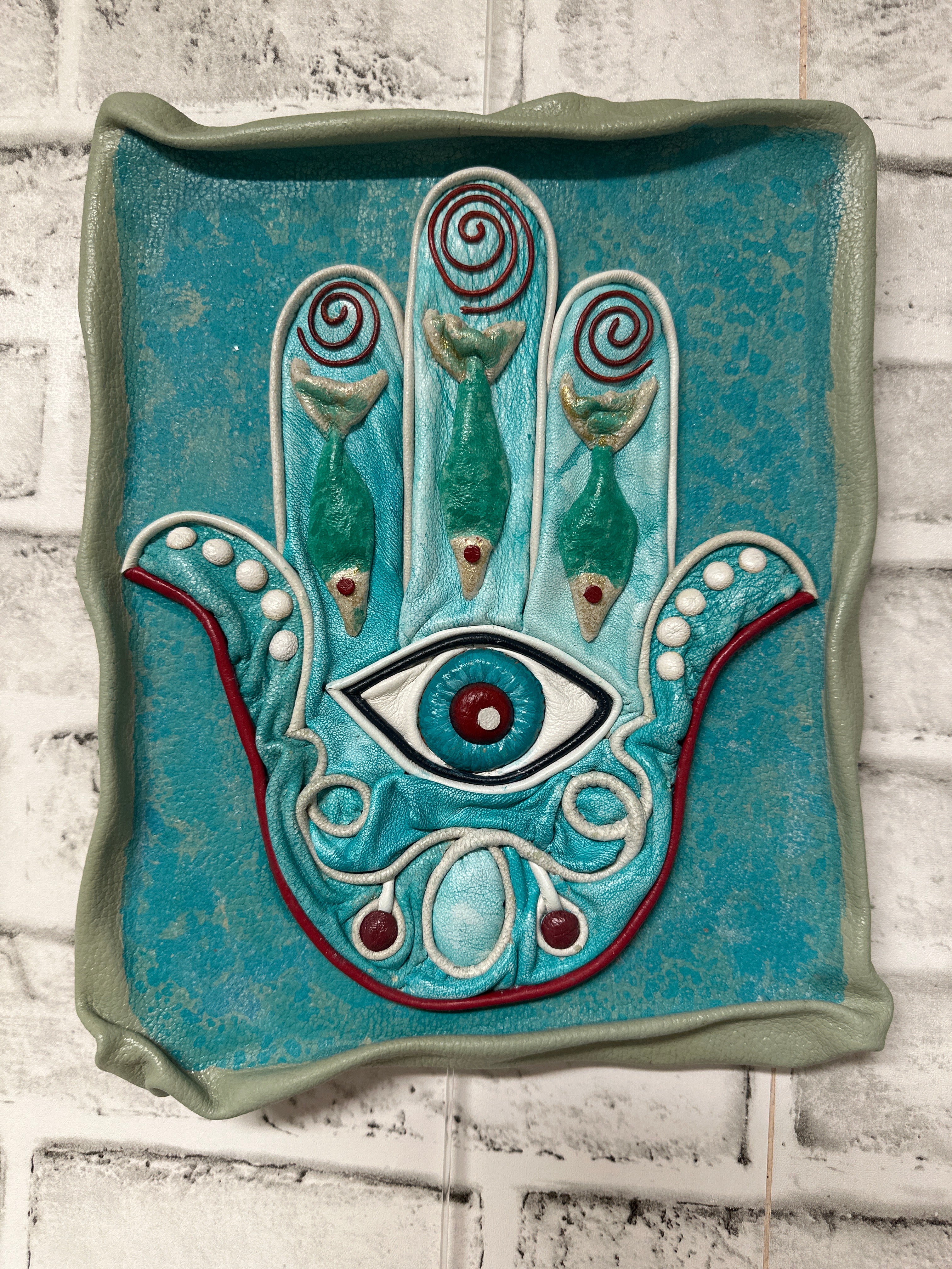 “Hamsa” Genuine Leather 3D Art