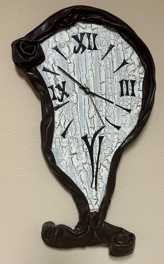 “Melting Clock” Genuine Leather 3D Art