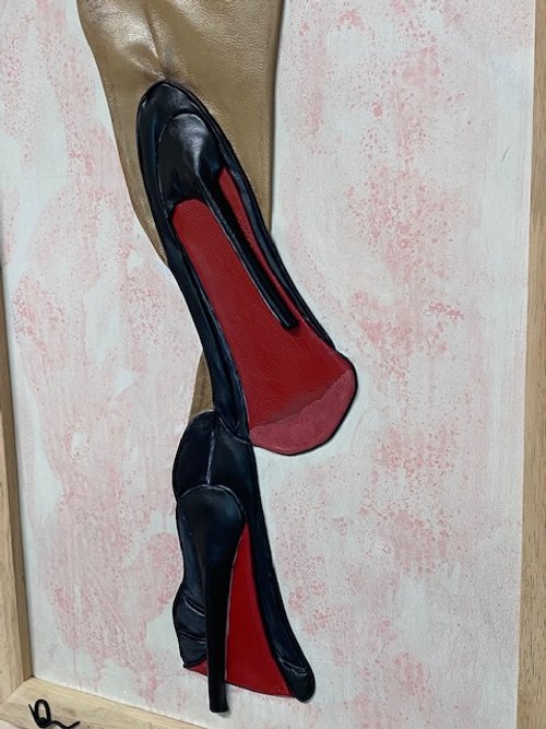 “Red Soles” Genuine Leather 3D Art