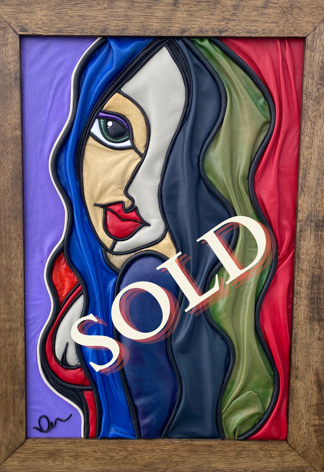 “Lady in Love” Genuine Leather 3D Art