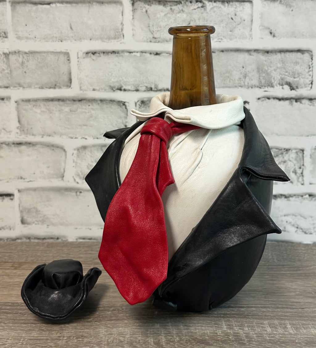 “Red Tye” Genuine Leather Glass Carafe