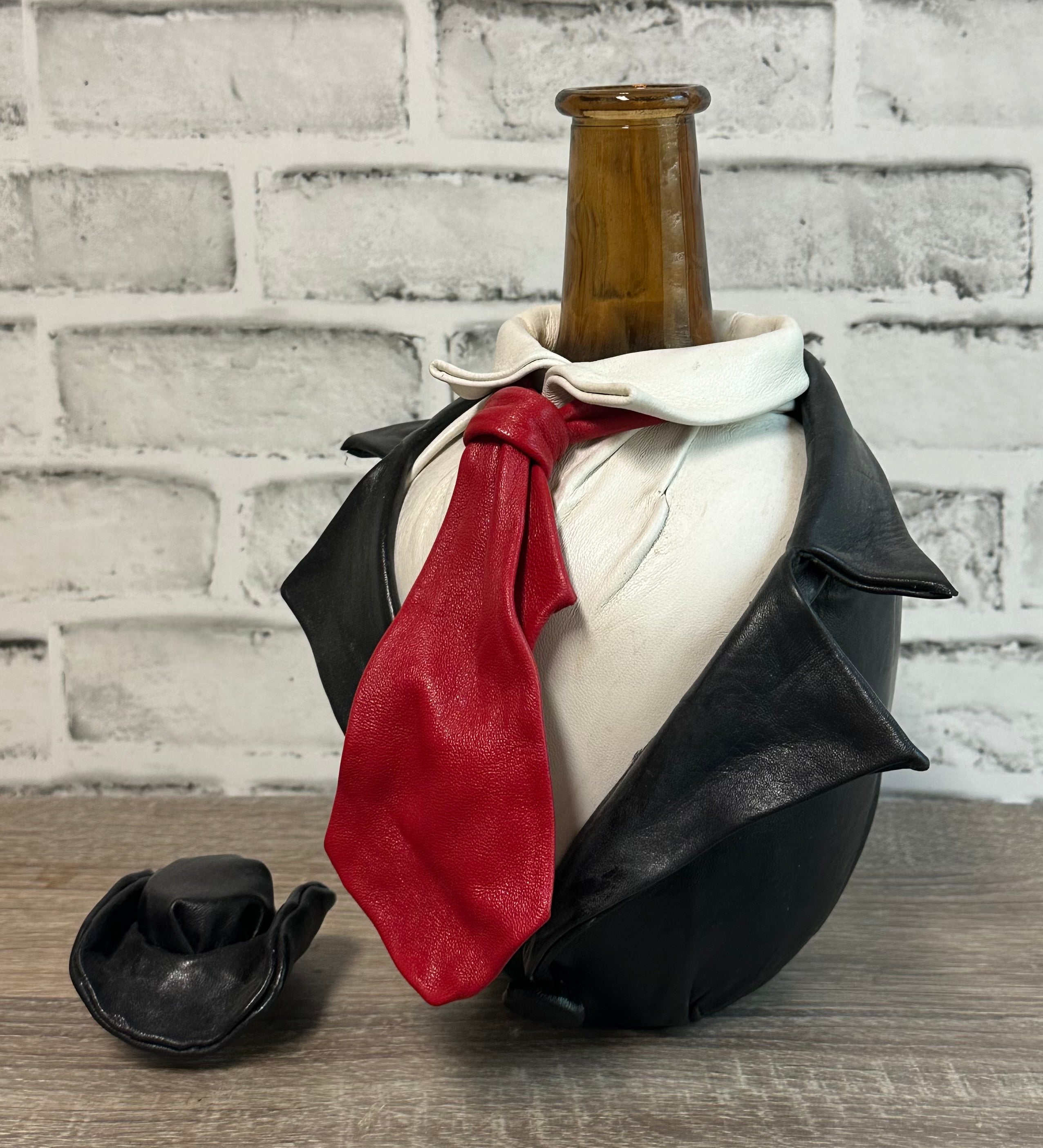 “Red Tye” Genuine Leather Glass Carafe