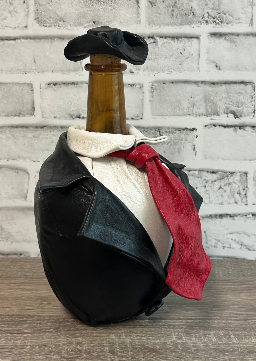 “Red Tye” Genuine Leather Glass Carafe