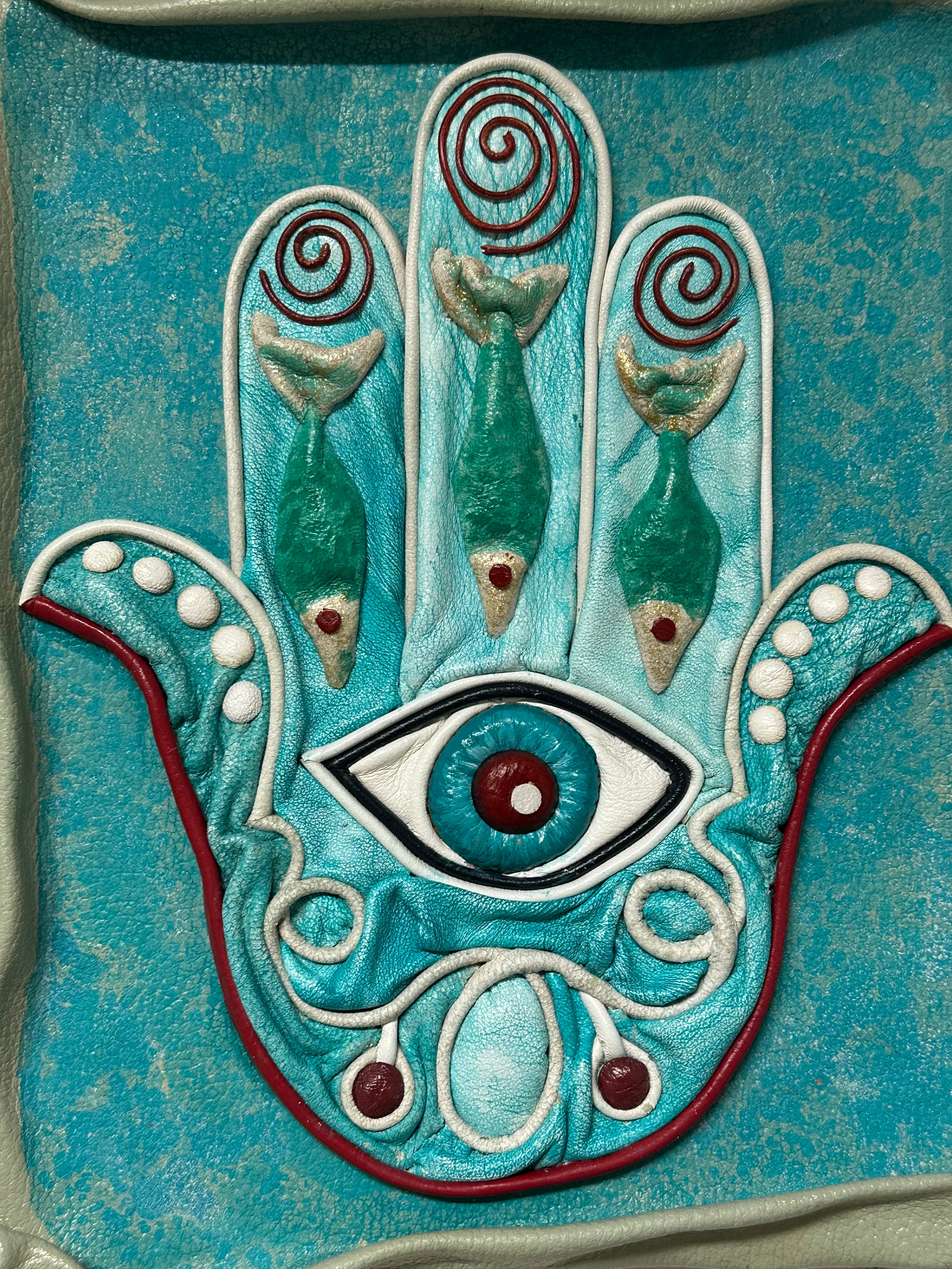 “Hamsa” Genuine Leather 3D Art