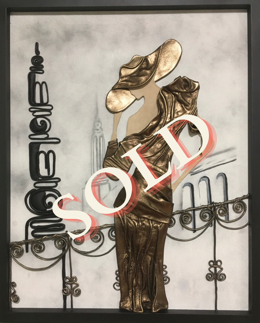 “London in Fog” Genuine Leather 3D Art
