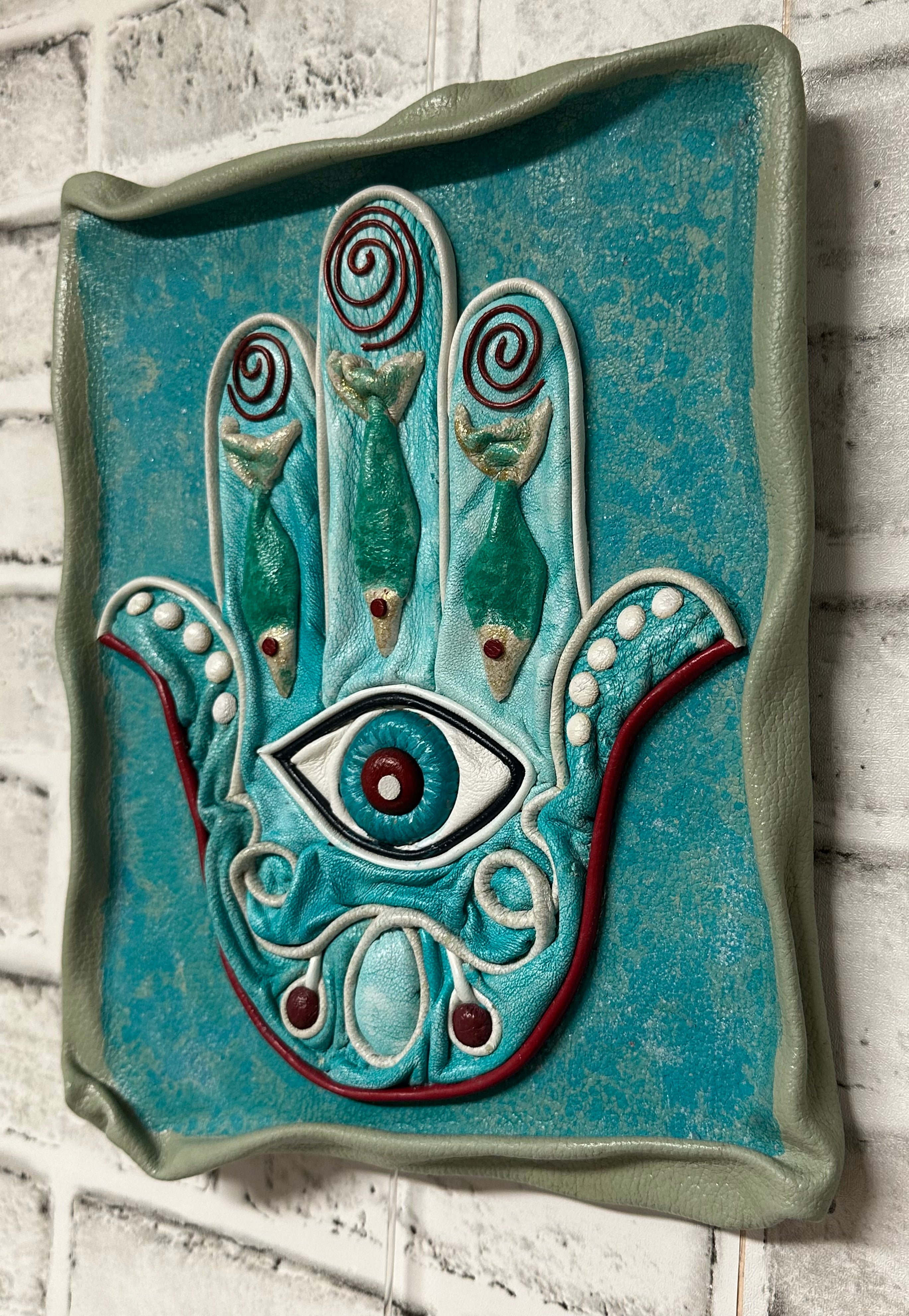 “Hamsa” Genuine Leather 3D Art
