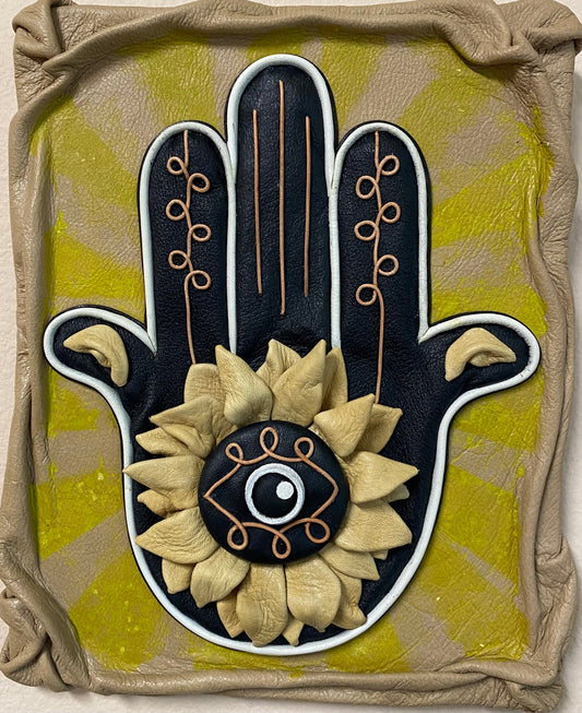 “Hamsa” Genuine Leather 3D Art