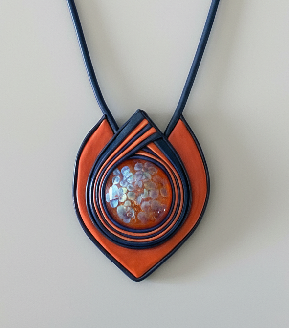 Necklace, Genuine Leather and Glass