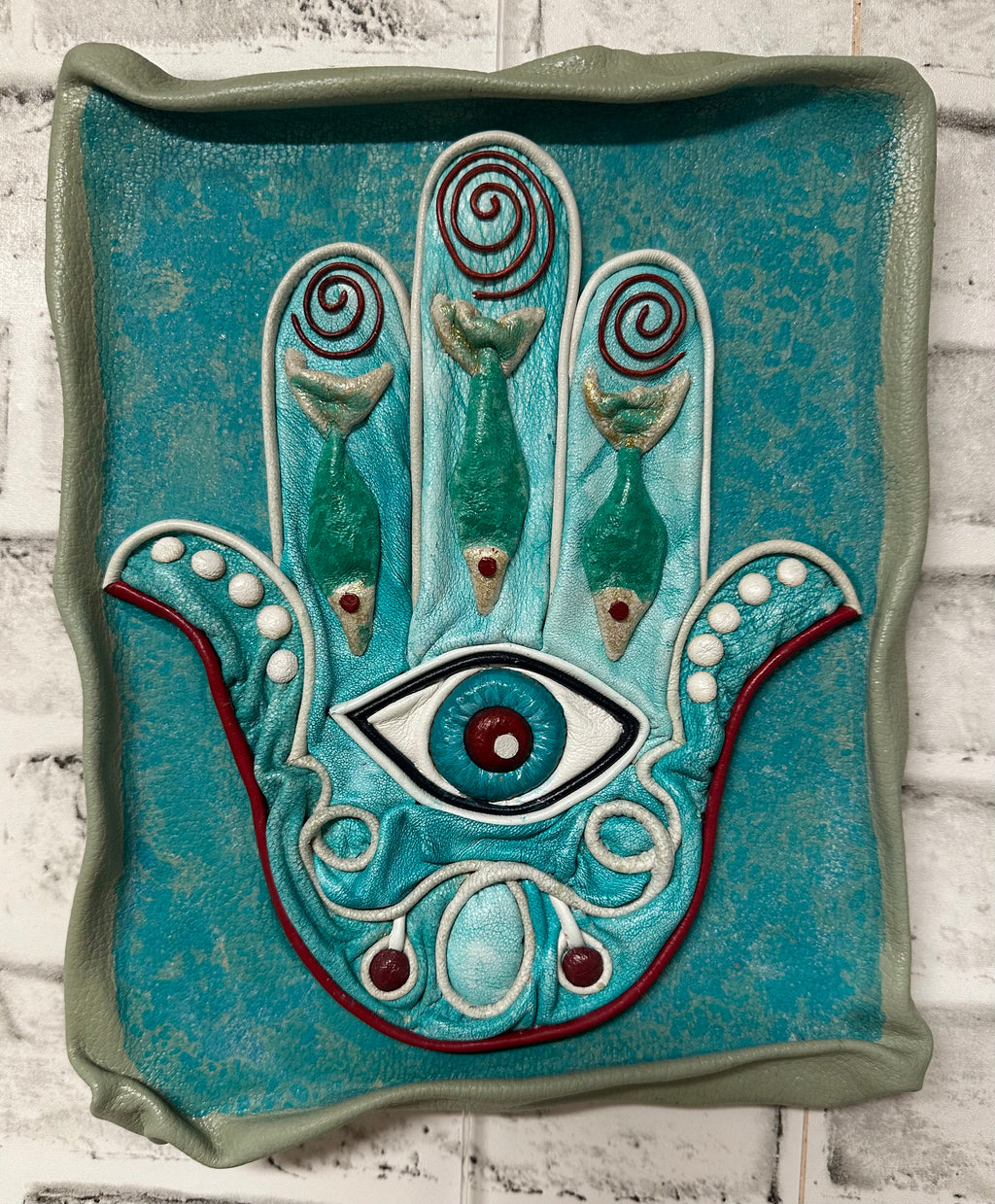 “Hamsa” Genuine Leather 3D Art