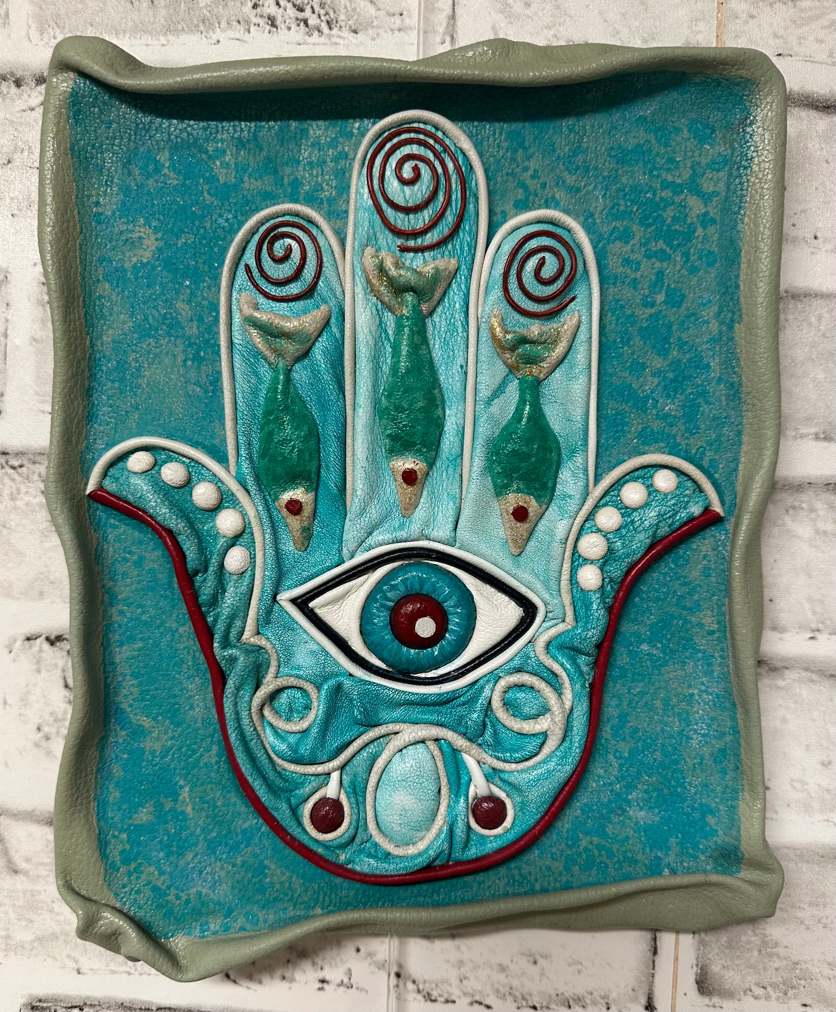 “Hamsa” Genuine Leather 3D Art