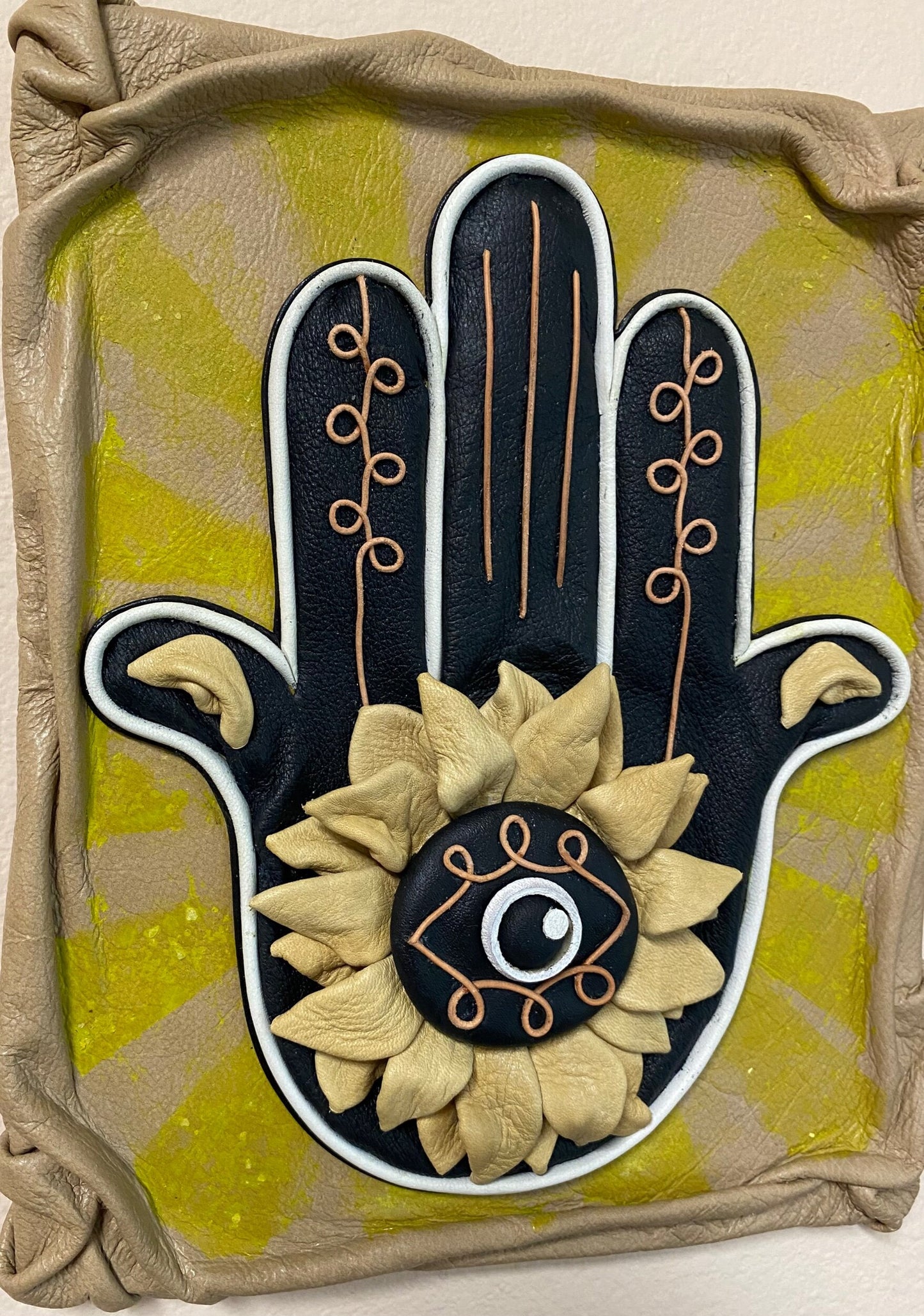 “Hamsa” Genuine Leather 3D Art