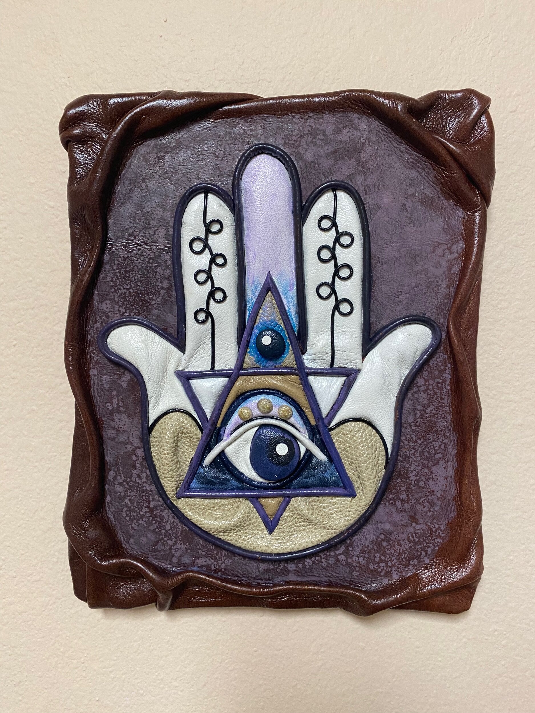 “Hamsa” Genuine Leather 3D Art