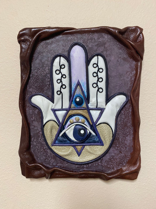 “Hamsa” Genuine Leather 3D Art