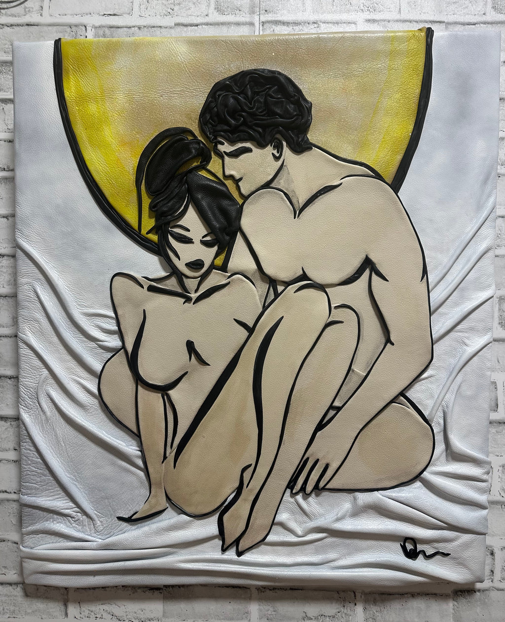 “Love beyond the moon” Genuine Leather 3D Art
