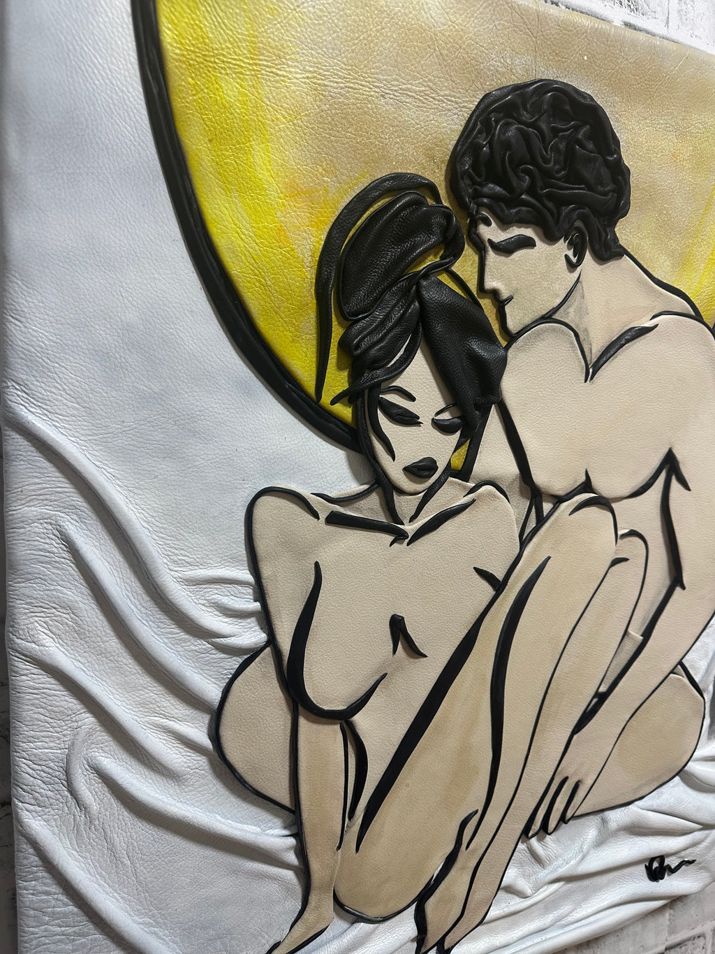 “Love beyond the moon” Genuine Leather 3D Art
