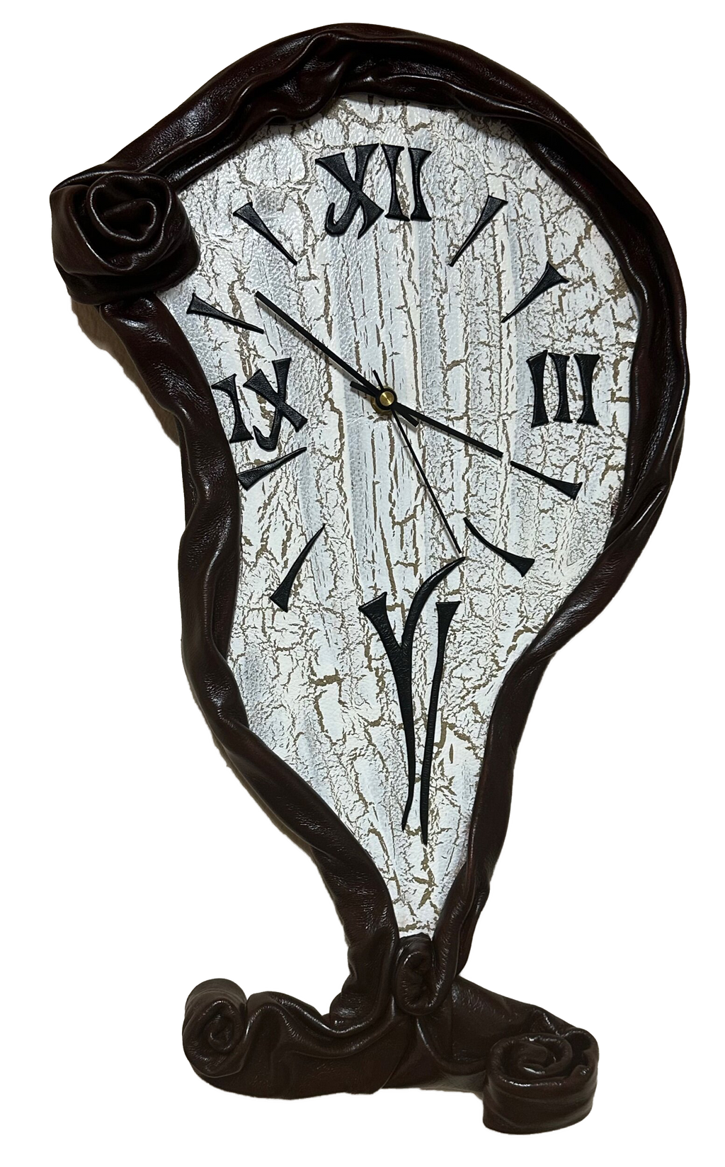 “Melting Clock” - Roman - Genuine Leather 3D Art