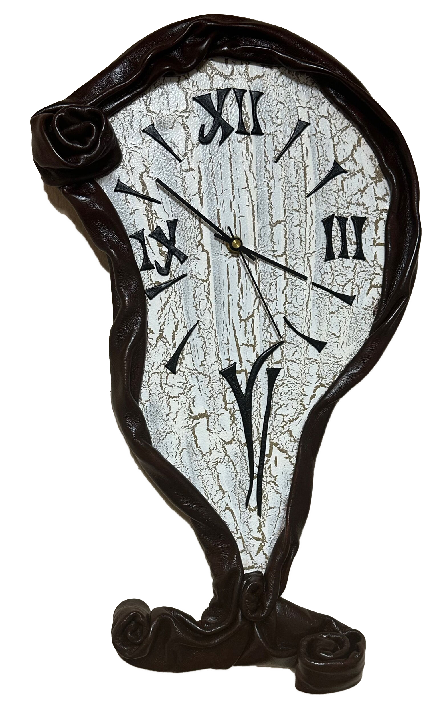 “Melting Clock” - Roman - Genuine Leather 3D Art