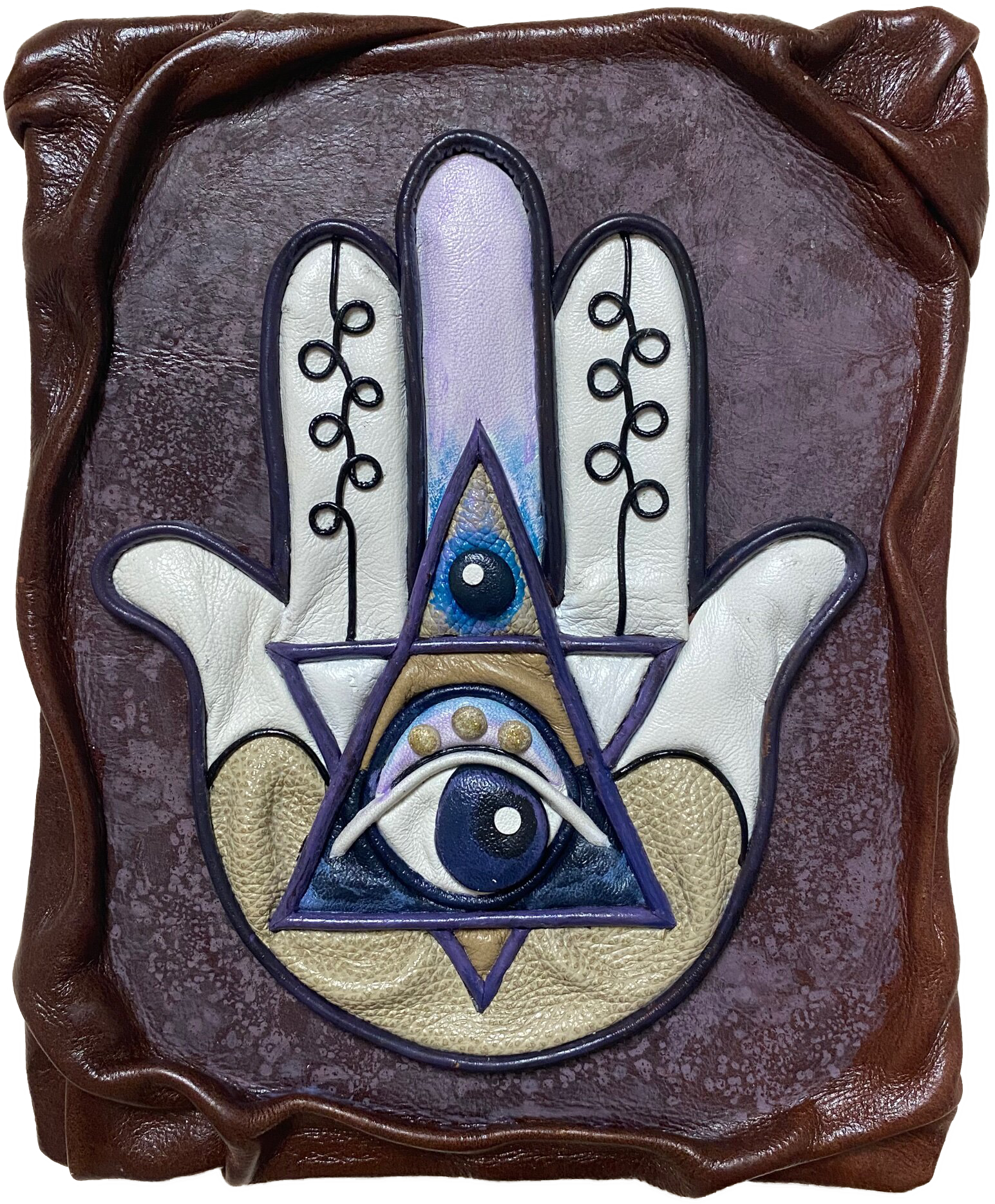 “Hamsa” Genuine Leather 3D Art