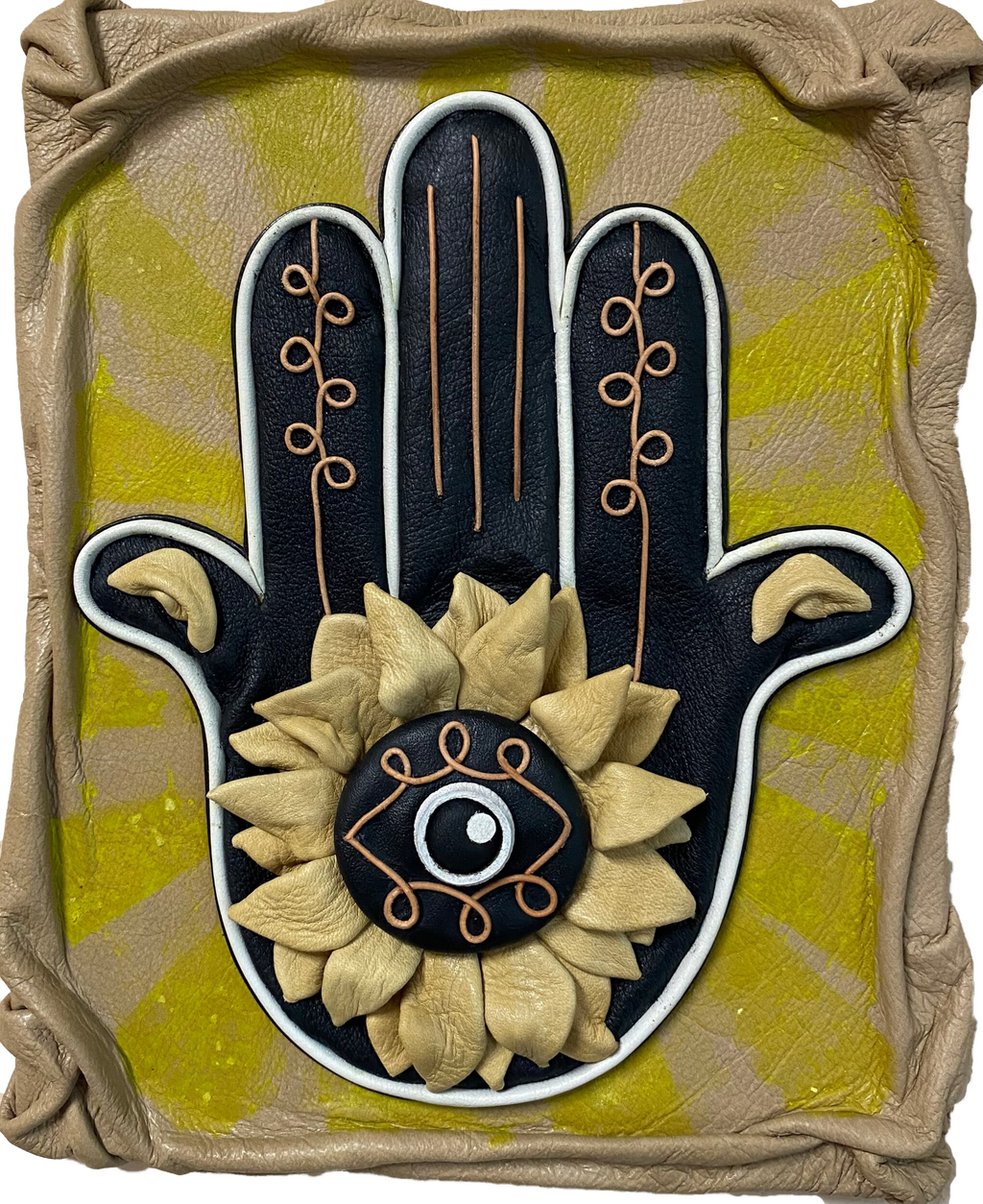 “Hamsa” Genuine Leather 3D Art